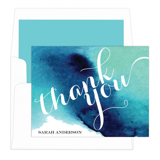 Blue Watercolor Folded Note Cards